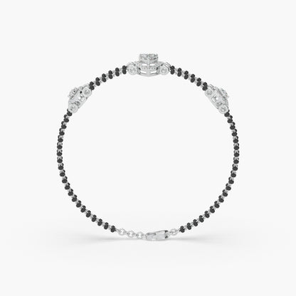 Guru jewel's Stunning Diamond Studded Silver Mangalsutra Bracelet For Her