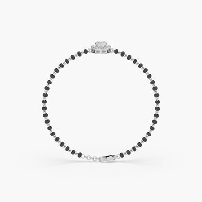 Guru Jewel's Alluring Diamond Studded Heart Shaped Silver Mangalsutra Bracelet For Her