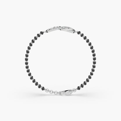 Guru Jewel's Diamond Studded Infinite Love Silver Mangalsutra Bracelet For Her