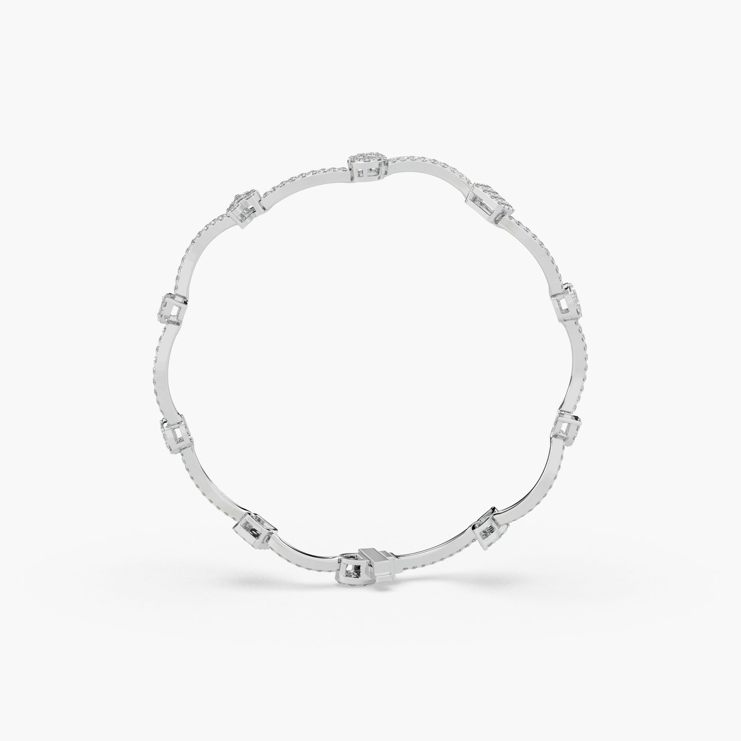 Guru Jewel's Diamond Studded Fascinating Silver Loose Bracelet For Her