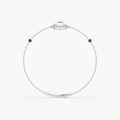 Guru Jewel's Diamond And Evil Eve Stone Studded Silver Loose Bracelet For Her