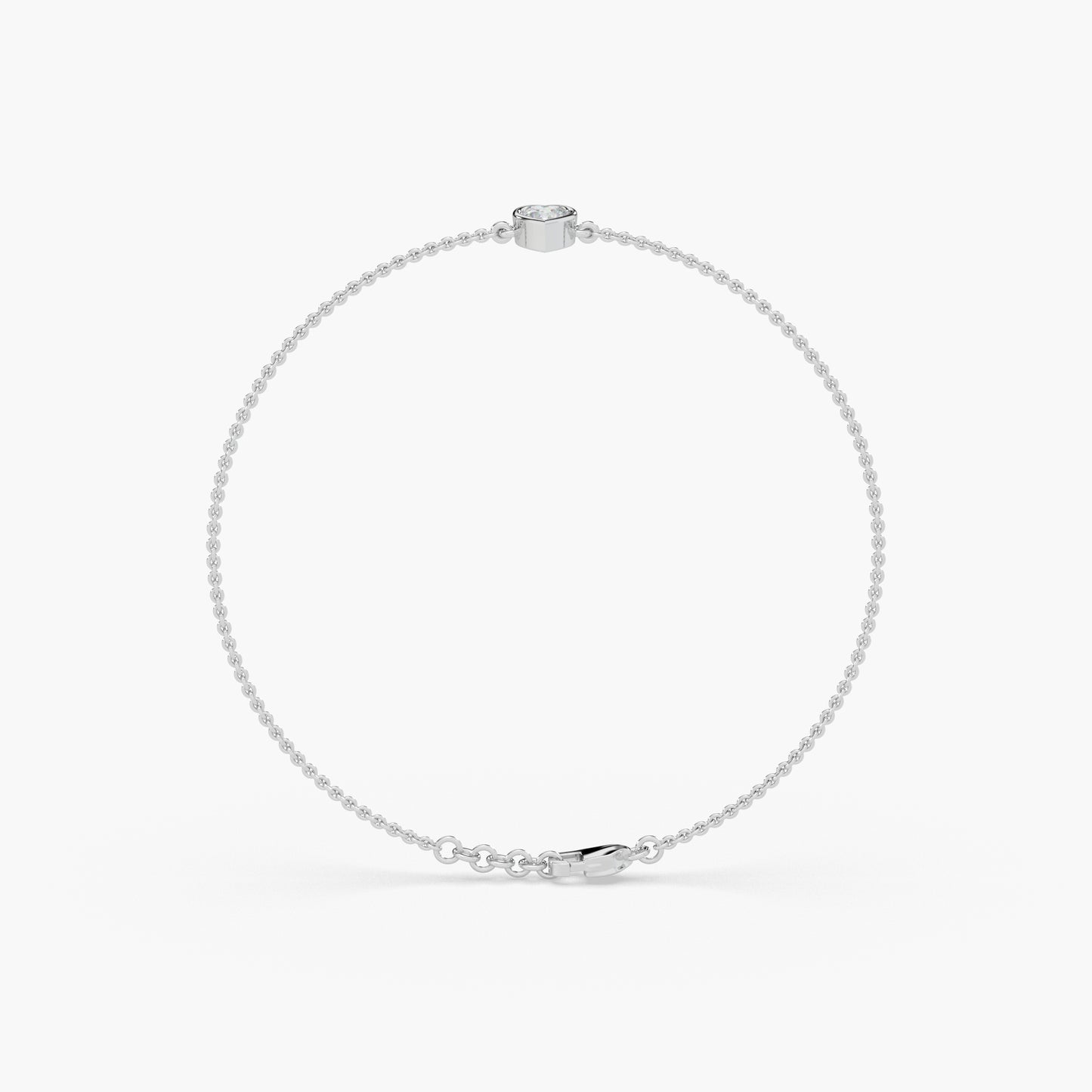 Guru Jewel's Heart Shaped Diamond Studded Loose Silver Bracelet For Her