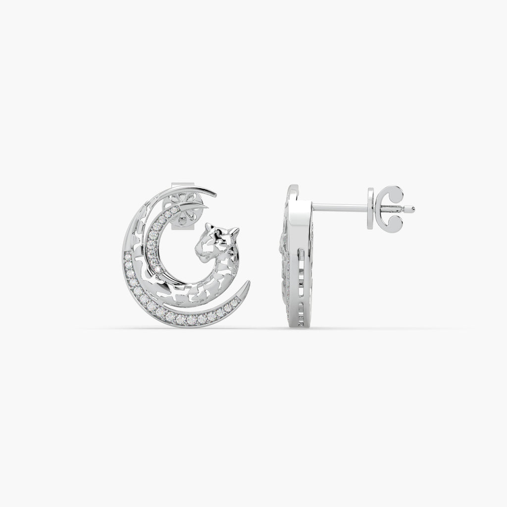Guru Jewel's Captivating Diamond Studded Panther Pattern Earrings For Her