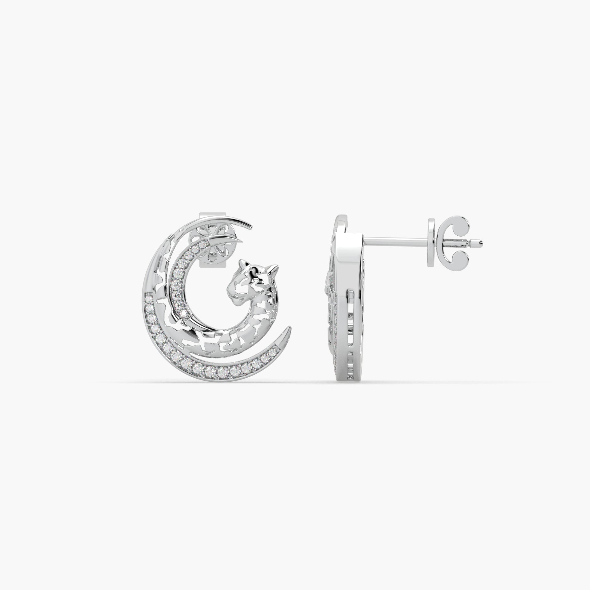 Guru Jewel's Captivating Diamond Studded Panther Pattern Earrings For Her