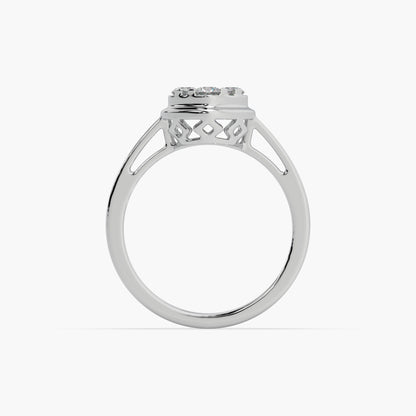 Guru Jewel's Round Diamond Studded Alluring Silver Ring For Her