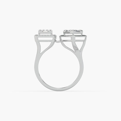 Guru Jewel's Round And Bugget Diamond Studded Silver Ring For Her