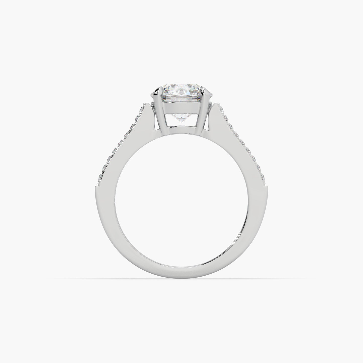 Guru Jewel's Round Solitaire Diamond Studded Silver Ring For Her