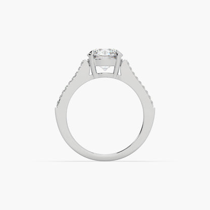 Guru Jewel's Round Solitaire Diamond Studded Silver Ring For Her