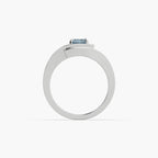 Guru Jewel's Blue Sapphire Cushion And Round Diamond Studded Silver Ring For Her