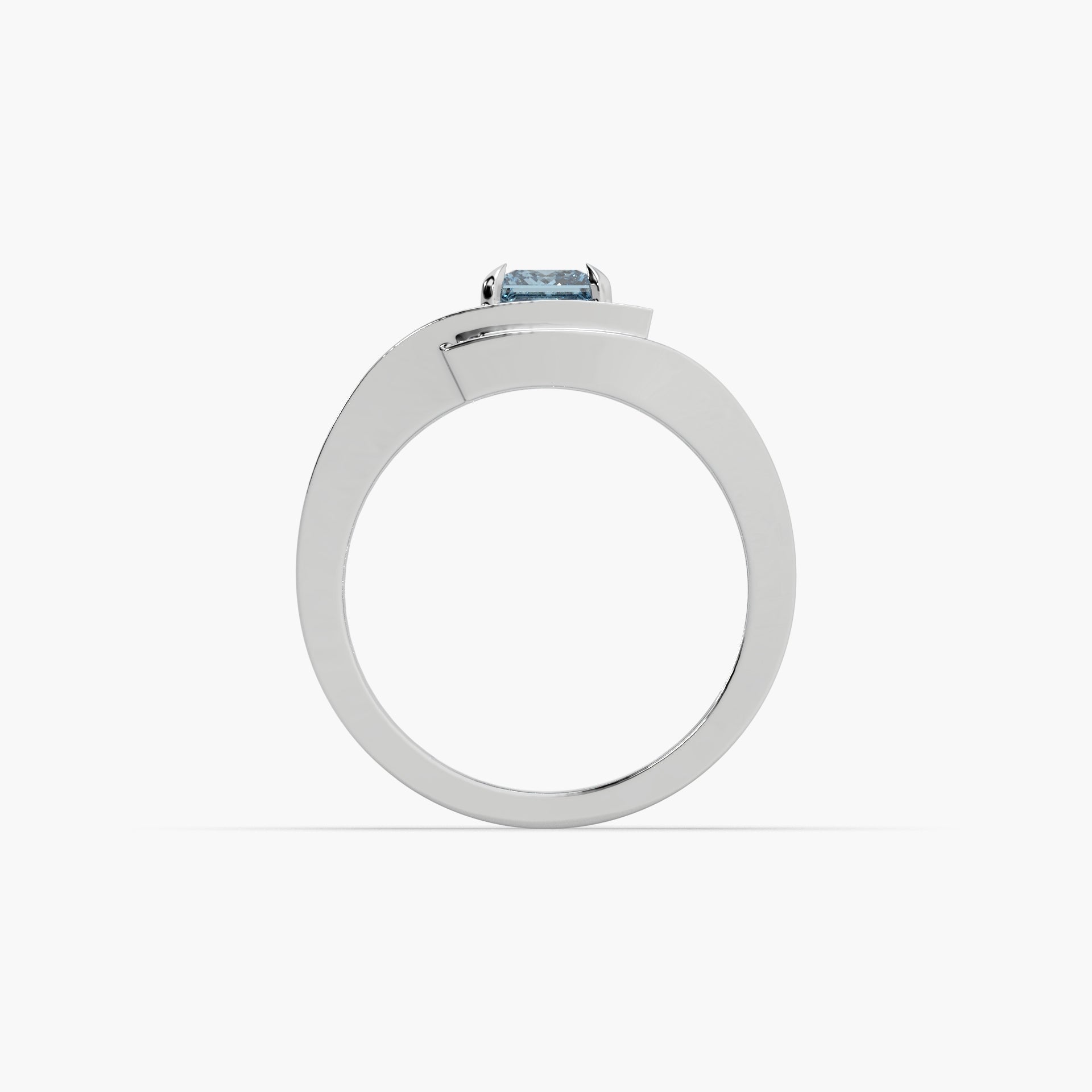 Guru Jewel's Blue Sapphire Cushion And Round Diamond Studded Silver Ring For Her