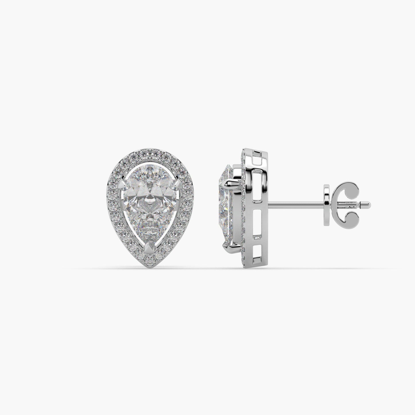 Guru Jewel's Pear Shaped Diamond Studded Silver Earrings For Her