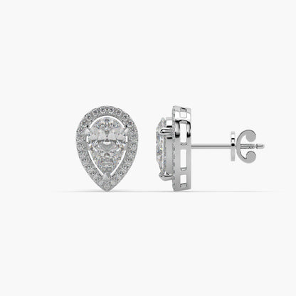 Guru Jewel's Pear Shaped Diamond Studded Silver Earrings For Her