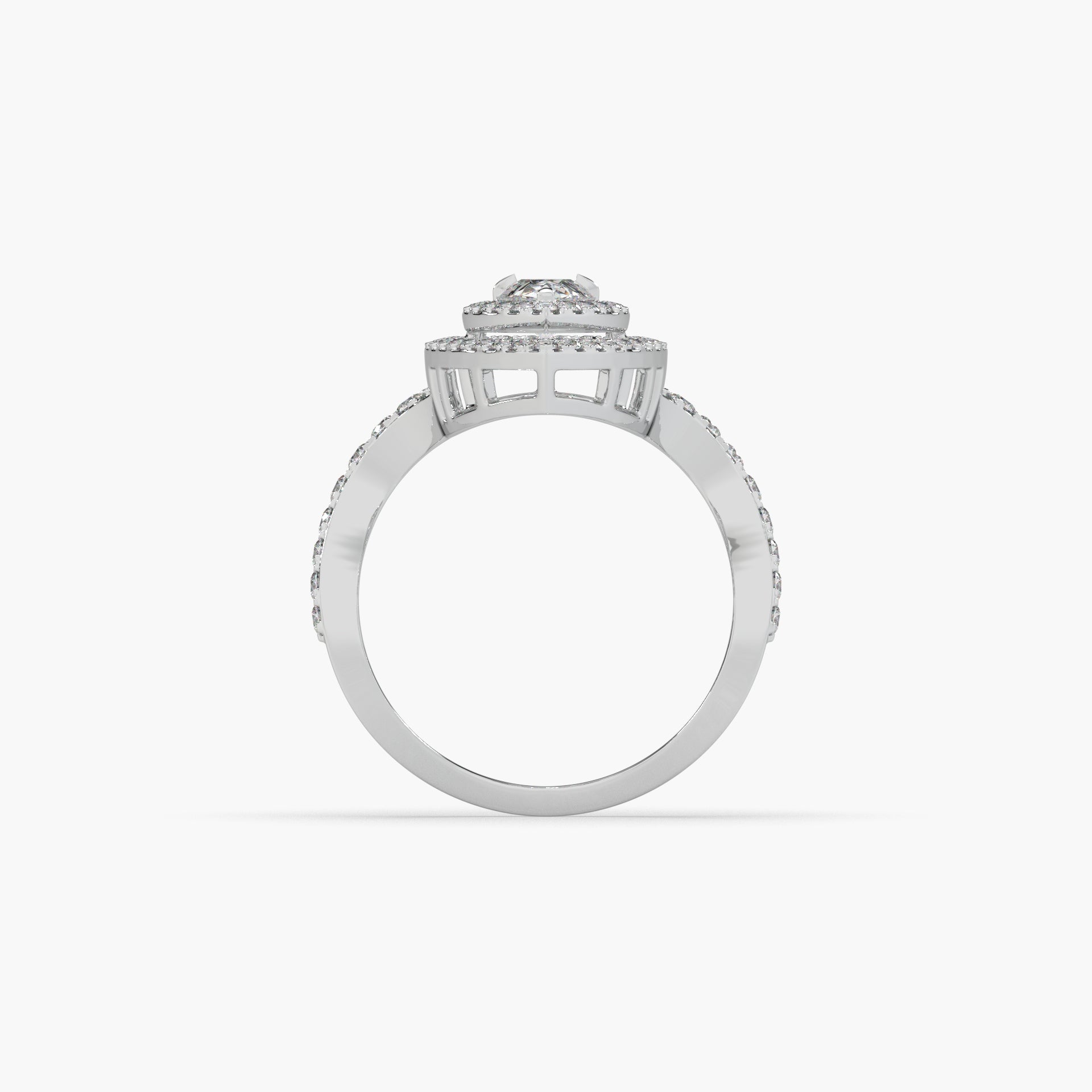 Guru Jewel's Fancy Pear Shaped And Round Diamond Studded Captivating Silver Ring For Her