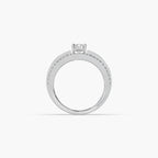Guru Jewel's Emerald And Round Diamond Studded Silver Ring For Her