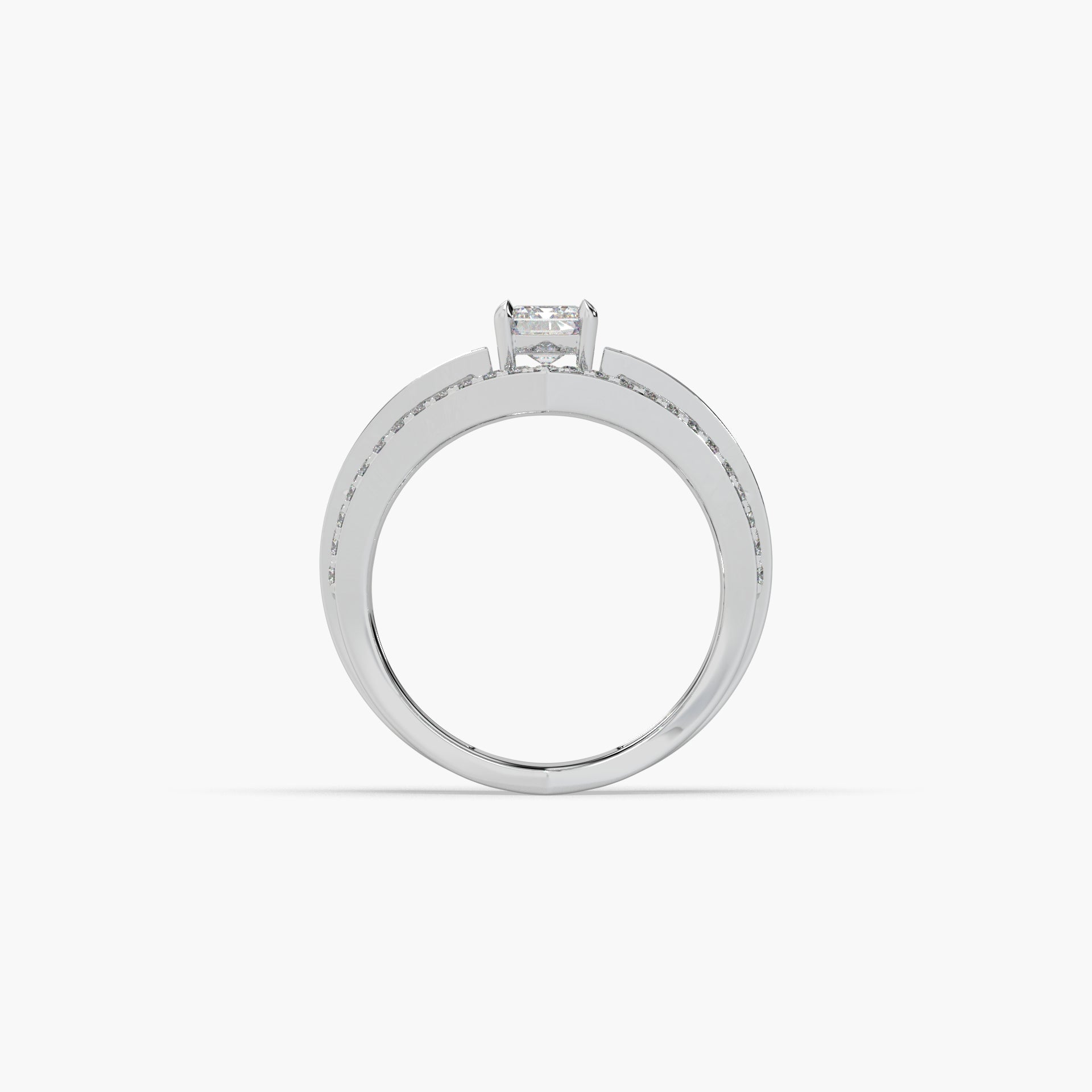Guru Jewel's Emerald And Round Diamond Studded Silver Ring For Her