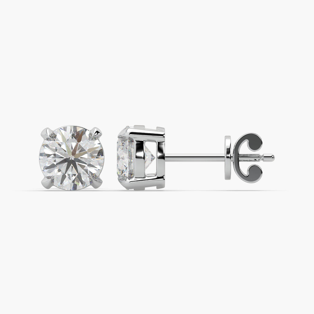 Guru Jewel's  Round Solitaire Studded In Silver Earrings For Her