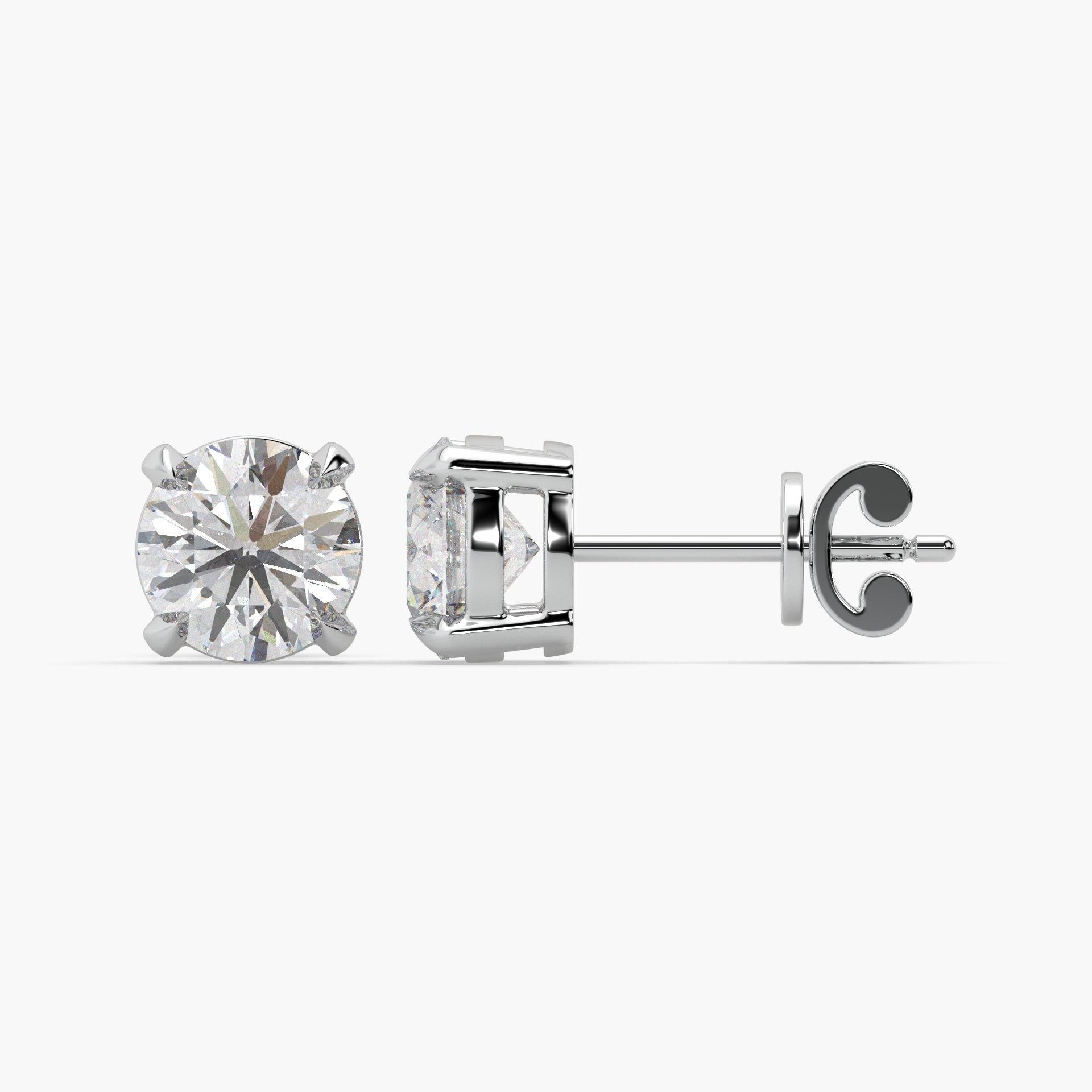 Guru Jewel's  Round Solitaire Studded In Silver Earrings For Her