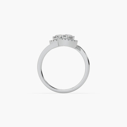 Guru Jewel's Twin Round Solitaire Diamond Studded Silver Ring For Her