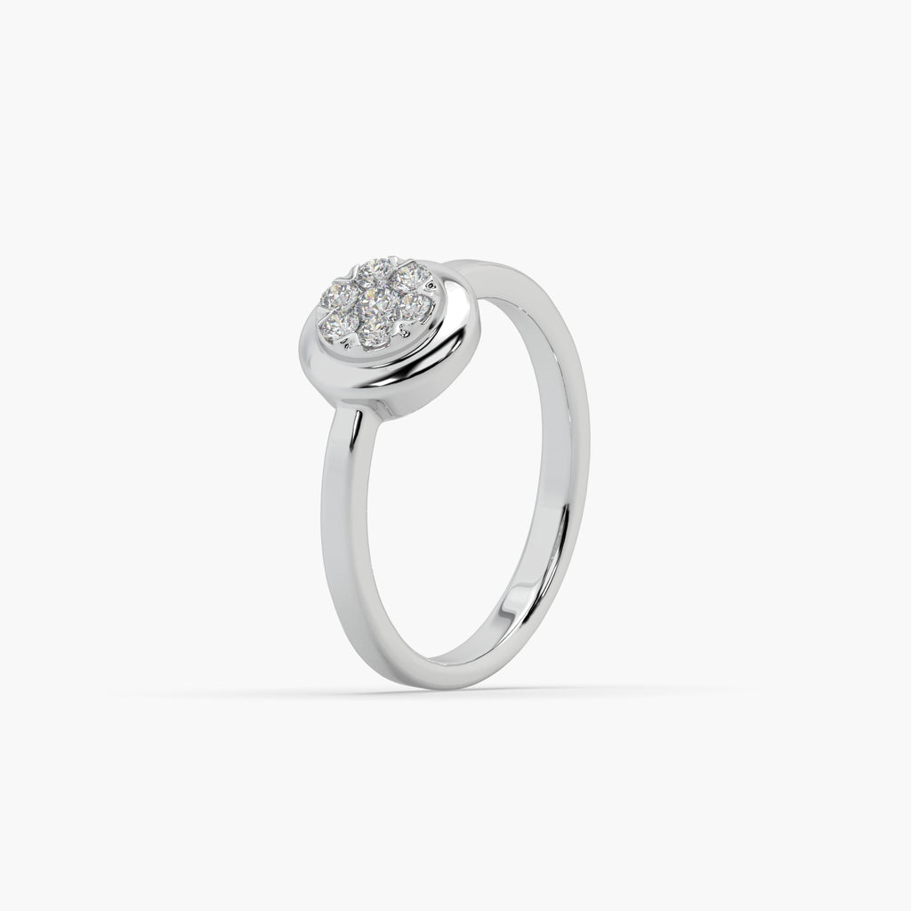 Guru Jewel's Round Diamond Studded Fascinating Silver Ring For Her