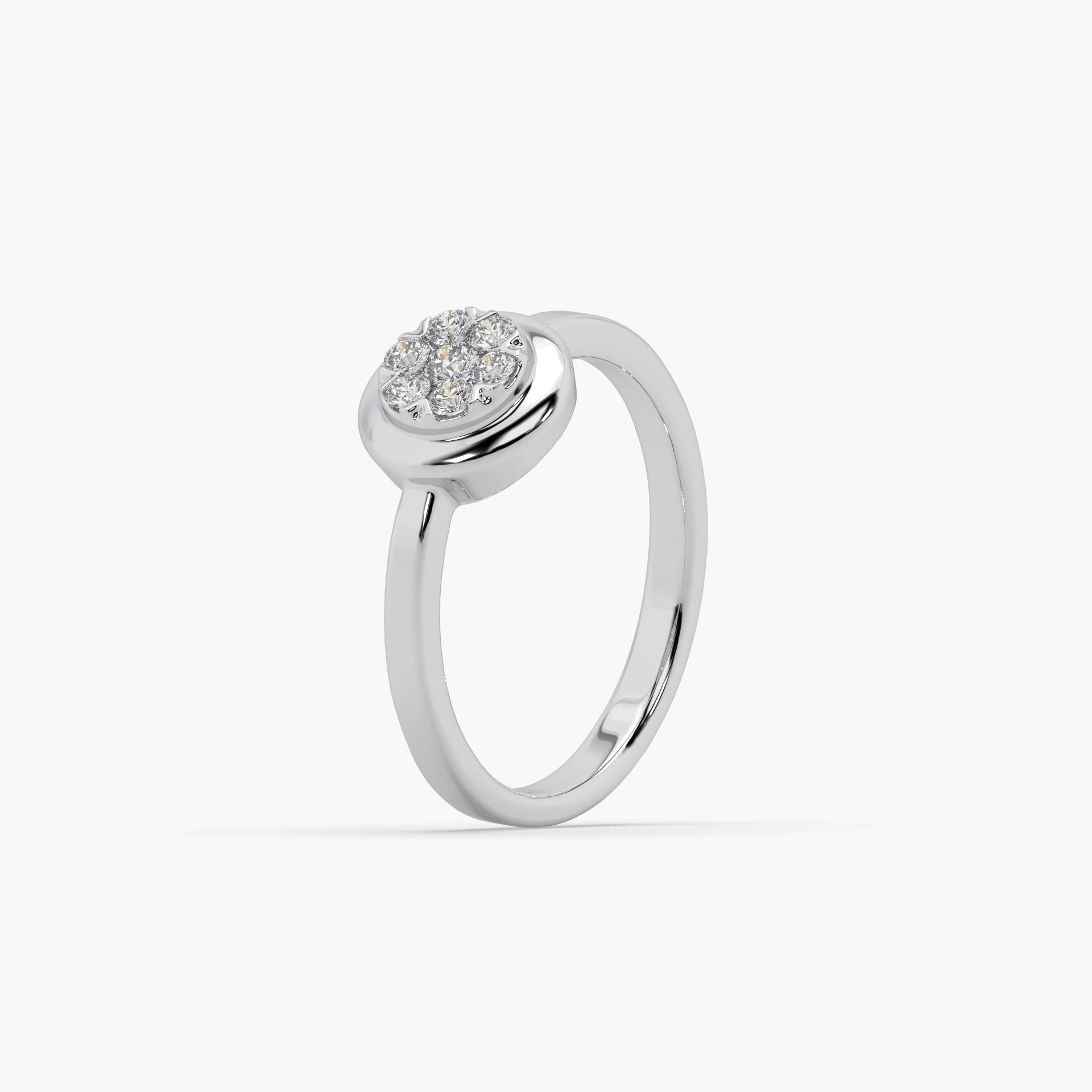Guru Jewel's Round Diamond Studded Fascinating Silver Ring For Her
