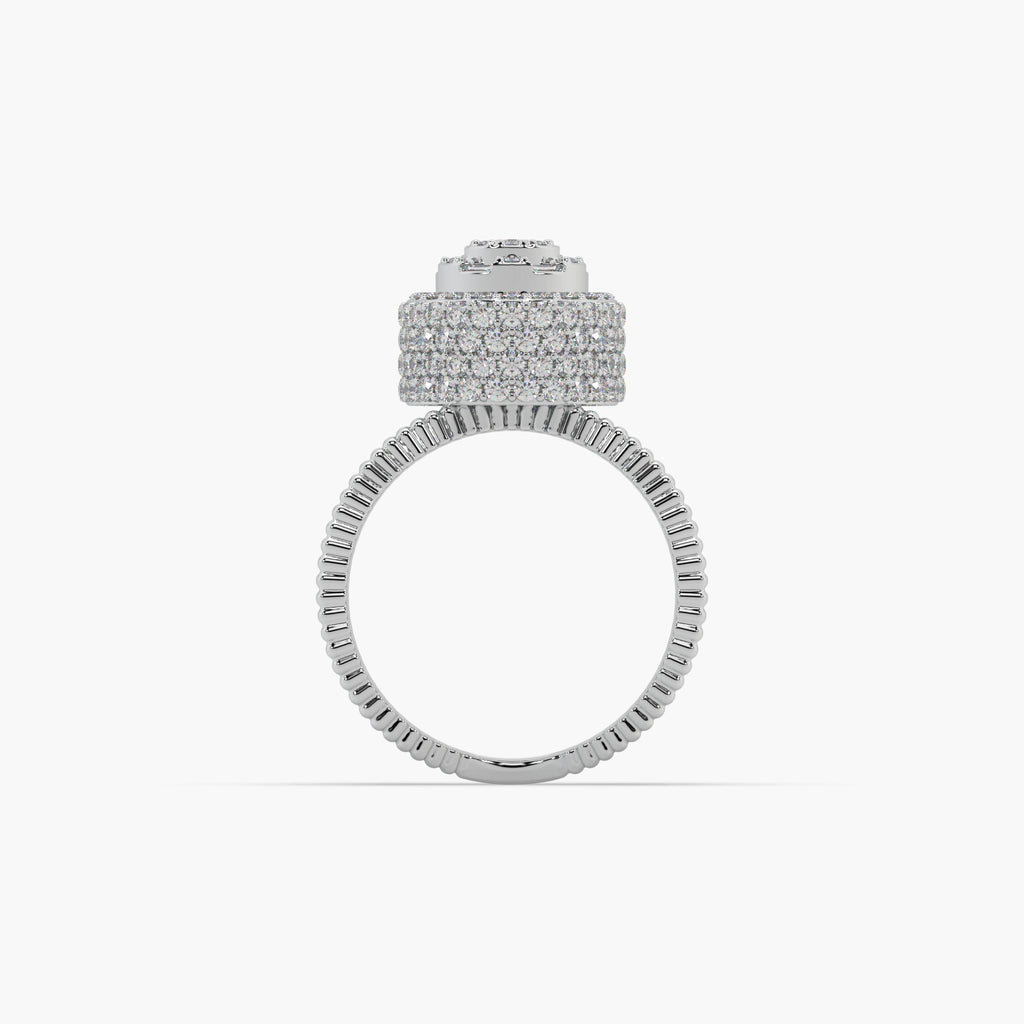 Guru Jewel's Round Diamond Studded Devastating Silver Ring For Her