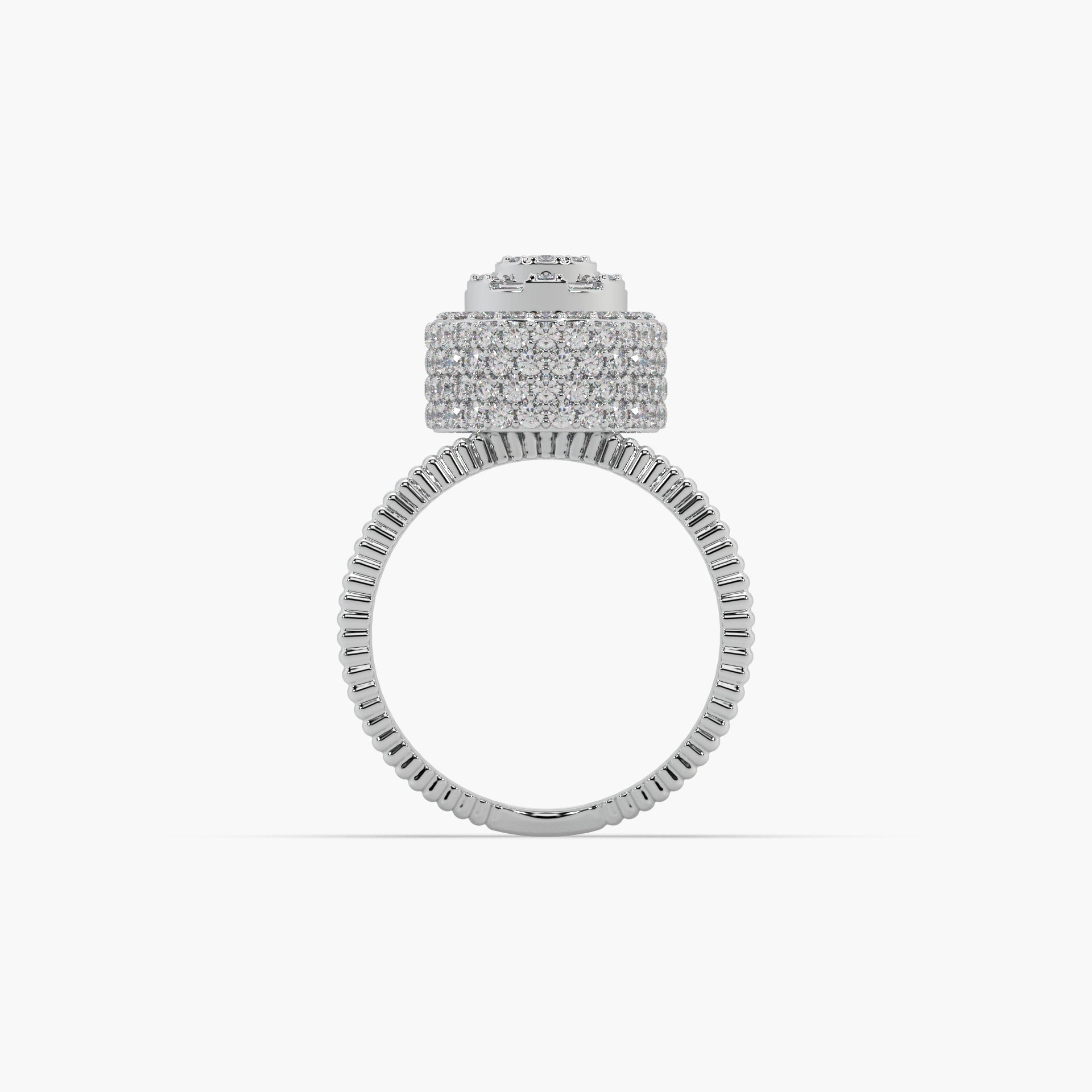 Guru Jewel's Round Diamond Studded Devastating Silver Ring For Her