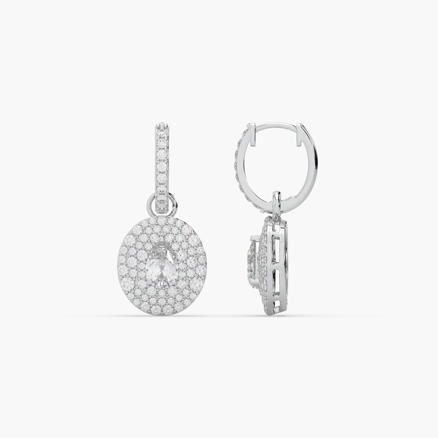 Guru Jewel's Round Solitaire Diamond Studded In Silver Captivating Bali Earrings For Her