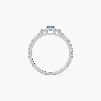 Guru Jewel's Blue Sapphire And Round Diamond Studded Exclusive Silver Ring For Her