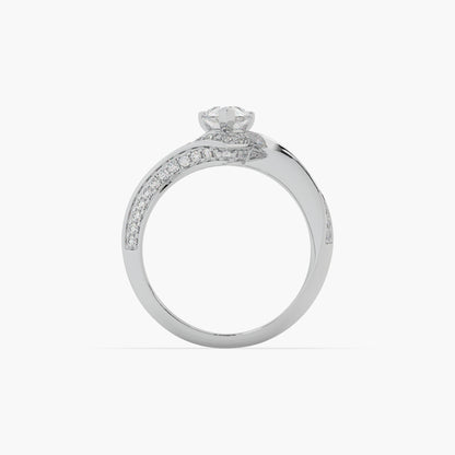 Guru Jewel's Fancy Pear And Round Shaped Diamond Studded Silver Ring For Her