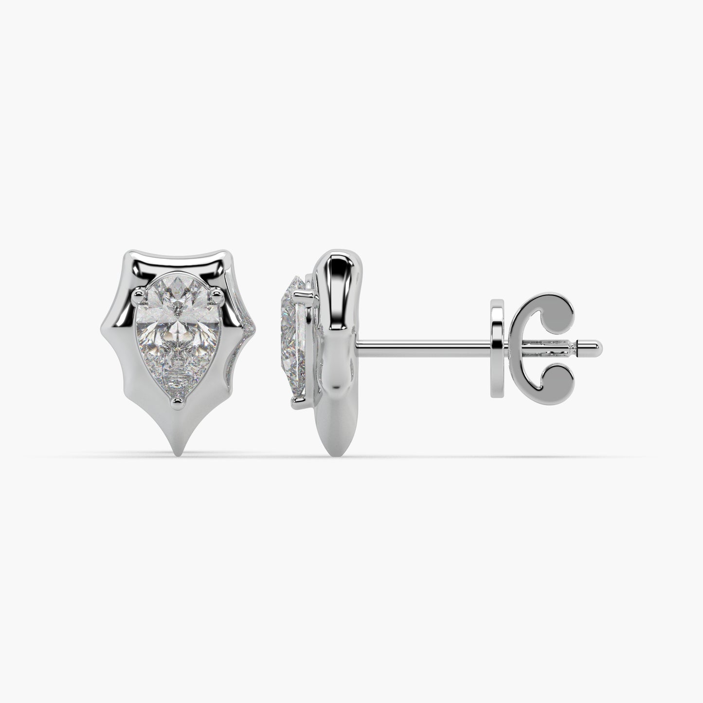 Guru Jewel's Pear Shaped Solitaire Diamond Studded In Silver Earrings For Her