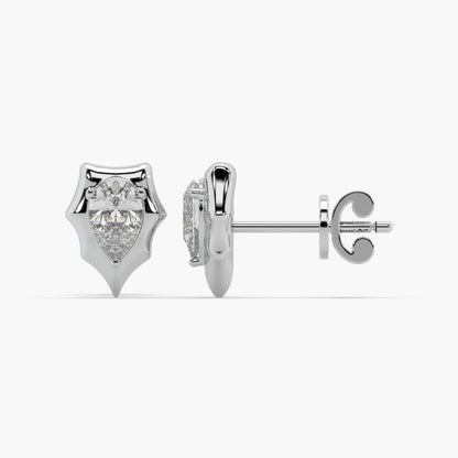 Guru Jewel's Pear Shaped Solitaire Diamond Studded In Silver Earrings For Her
