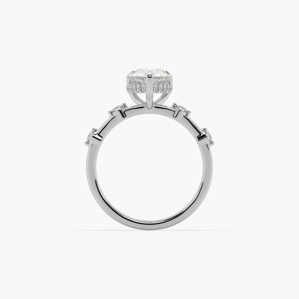 Guru Jewel's Fancy Pear And Round Shaped Diamond Studded Silver Ring For her
