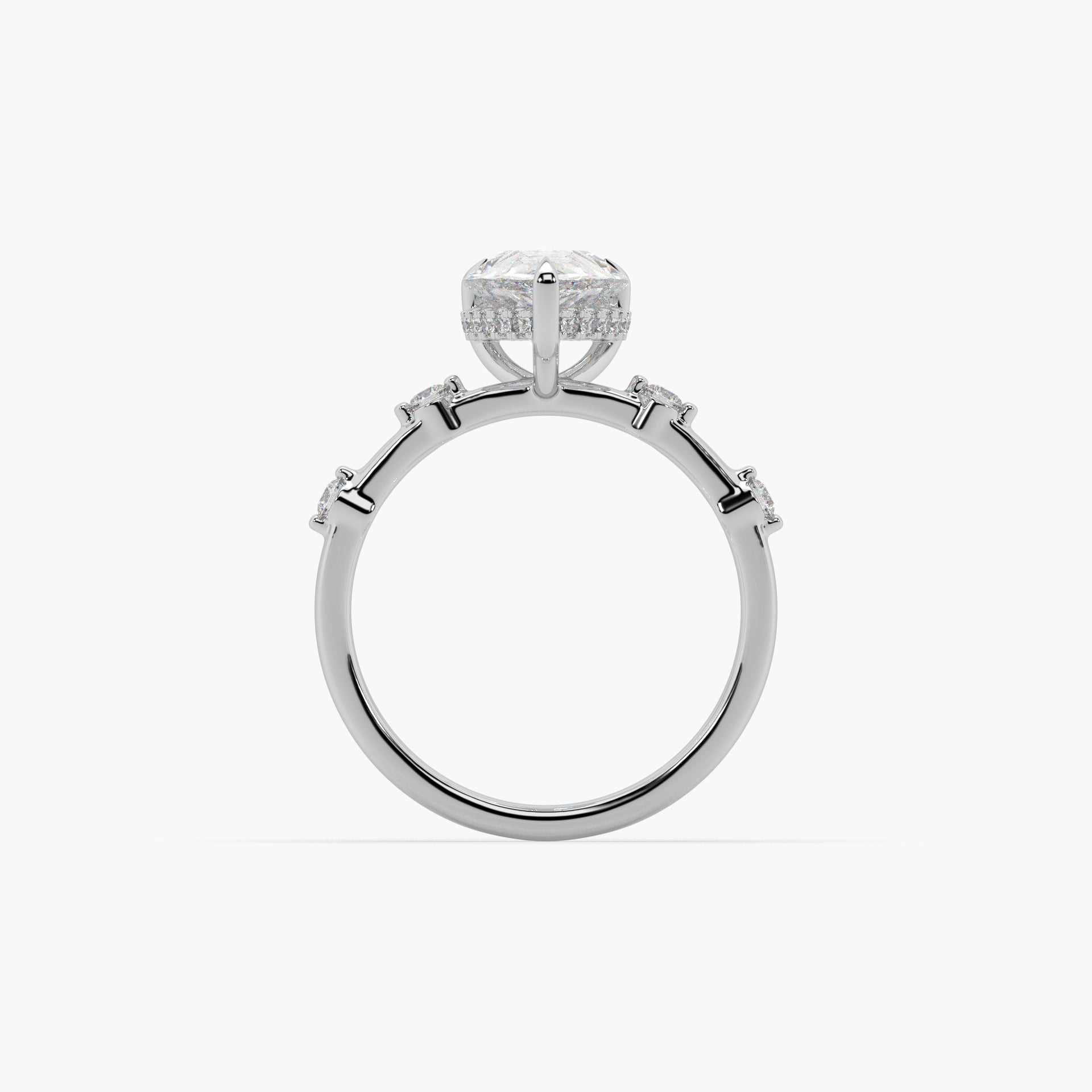 Guru Jewel's Fancy Pear And Round Shaped Diamond Studded Silver Ring For her