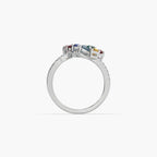 Guru Jewel's Multi Color Stone And Diamond Studded Silver Ring For Her