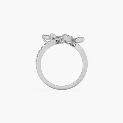 Guru Jewel's Round And Bugget Diamond Studded Wonderful Silver Ring For Her