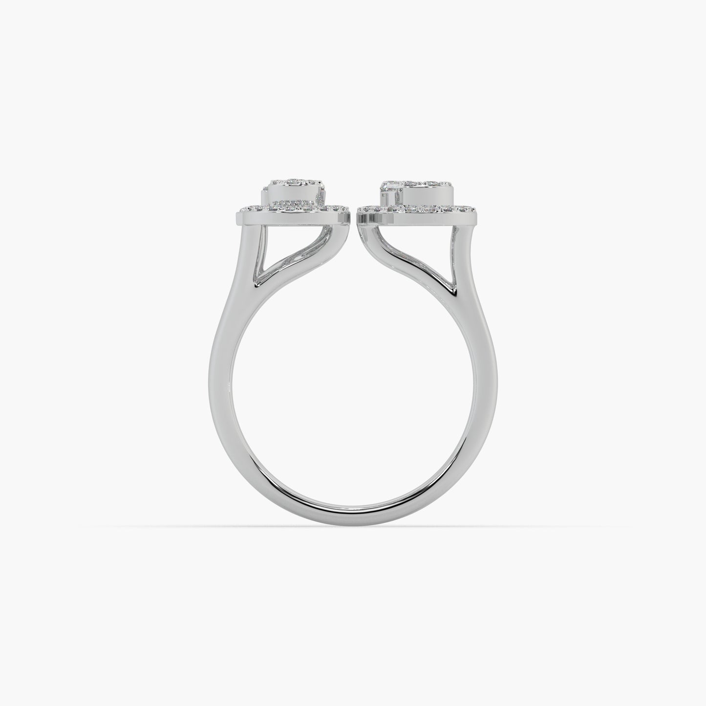 Guru Jewel's Round And Bugget Diamond Studded Multi Shaped Silver Ring For Her