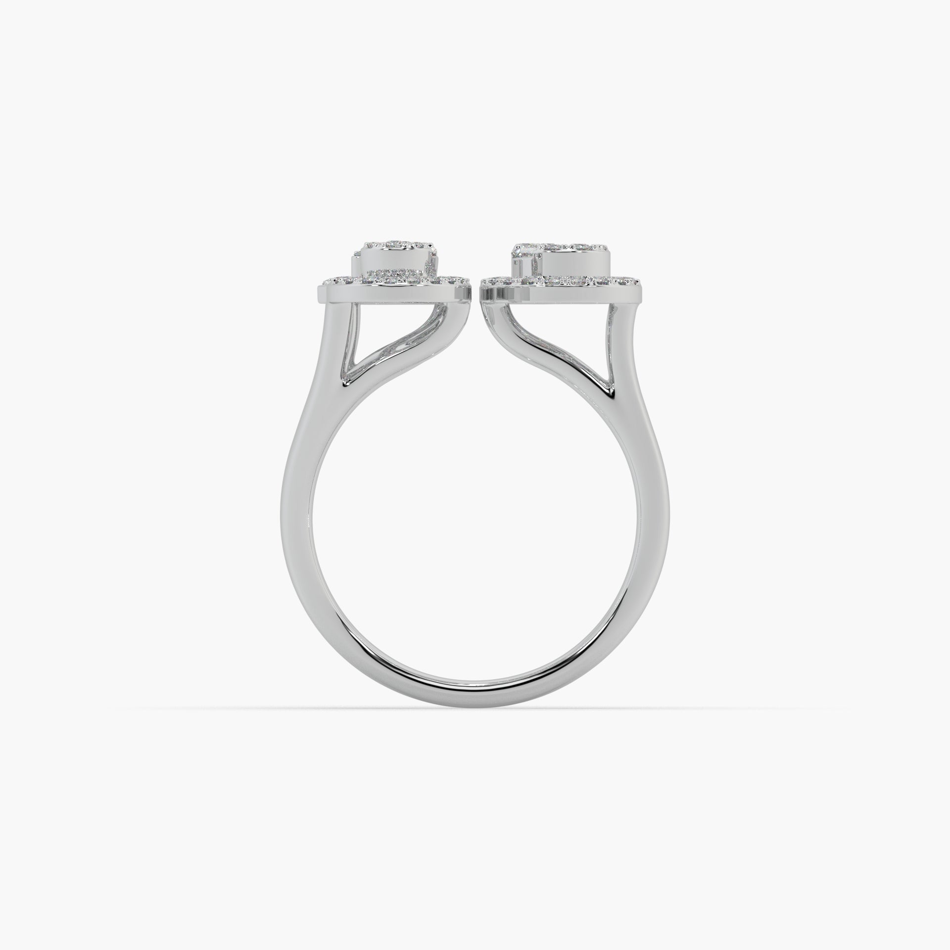 Guru Jewel's Round And Bugget Diamond Studded Multi Shaped Silver Ring For Her