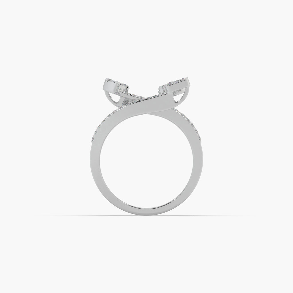 Guru Jewel's Round And Bugget Diamond Studded Attractive Silver Ring For her