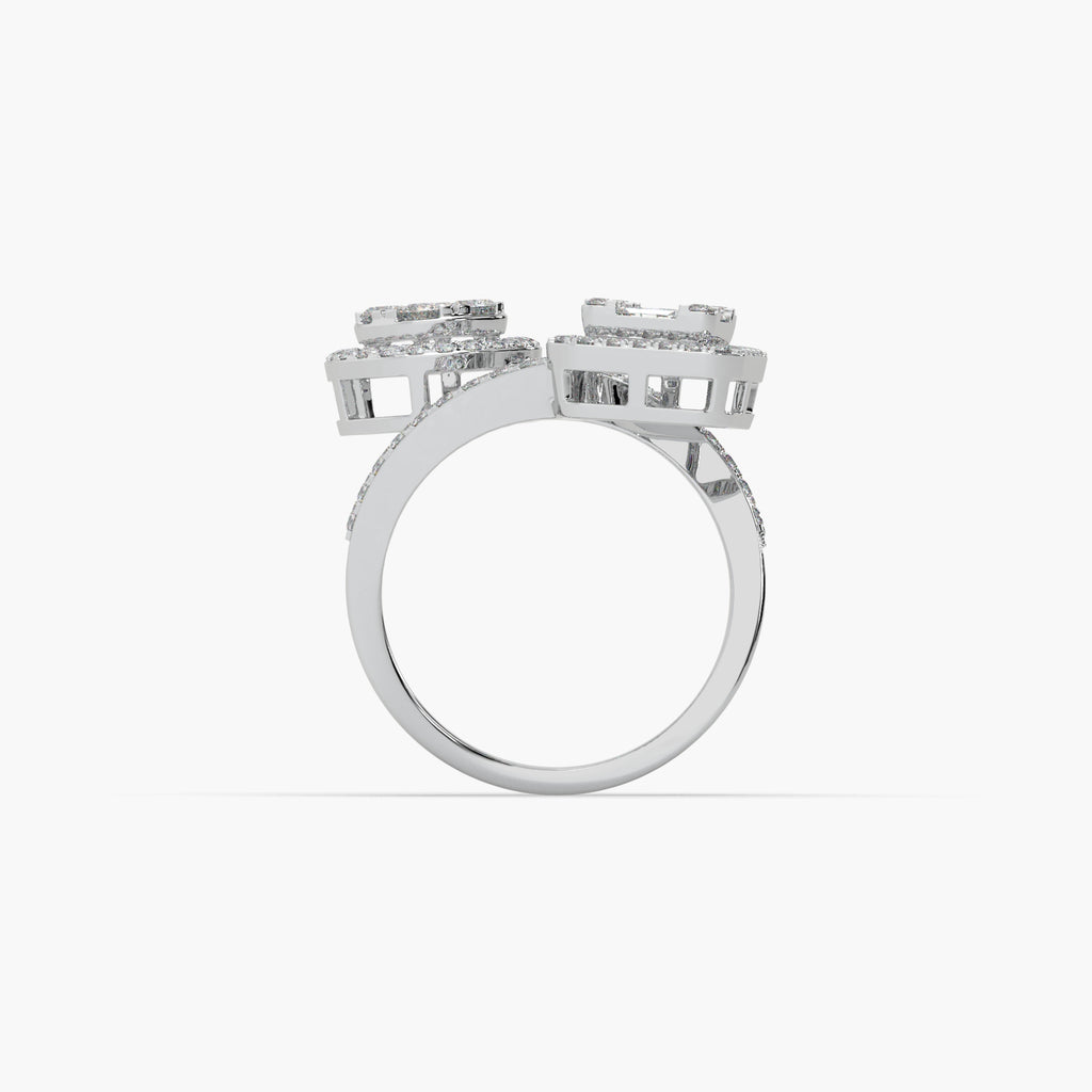 Guru Jewel's Round And Bugget Studded Fascinating Silver Ring For Her