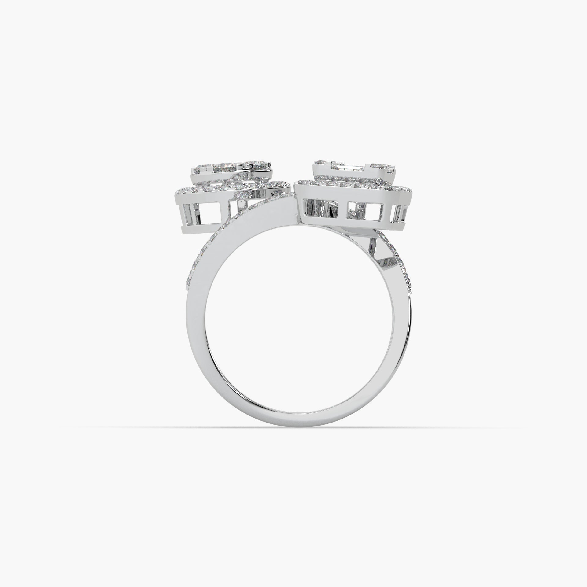 Guru Jewel's Round And Bugget Studded Fascinating Silver Ring For Her