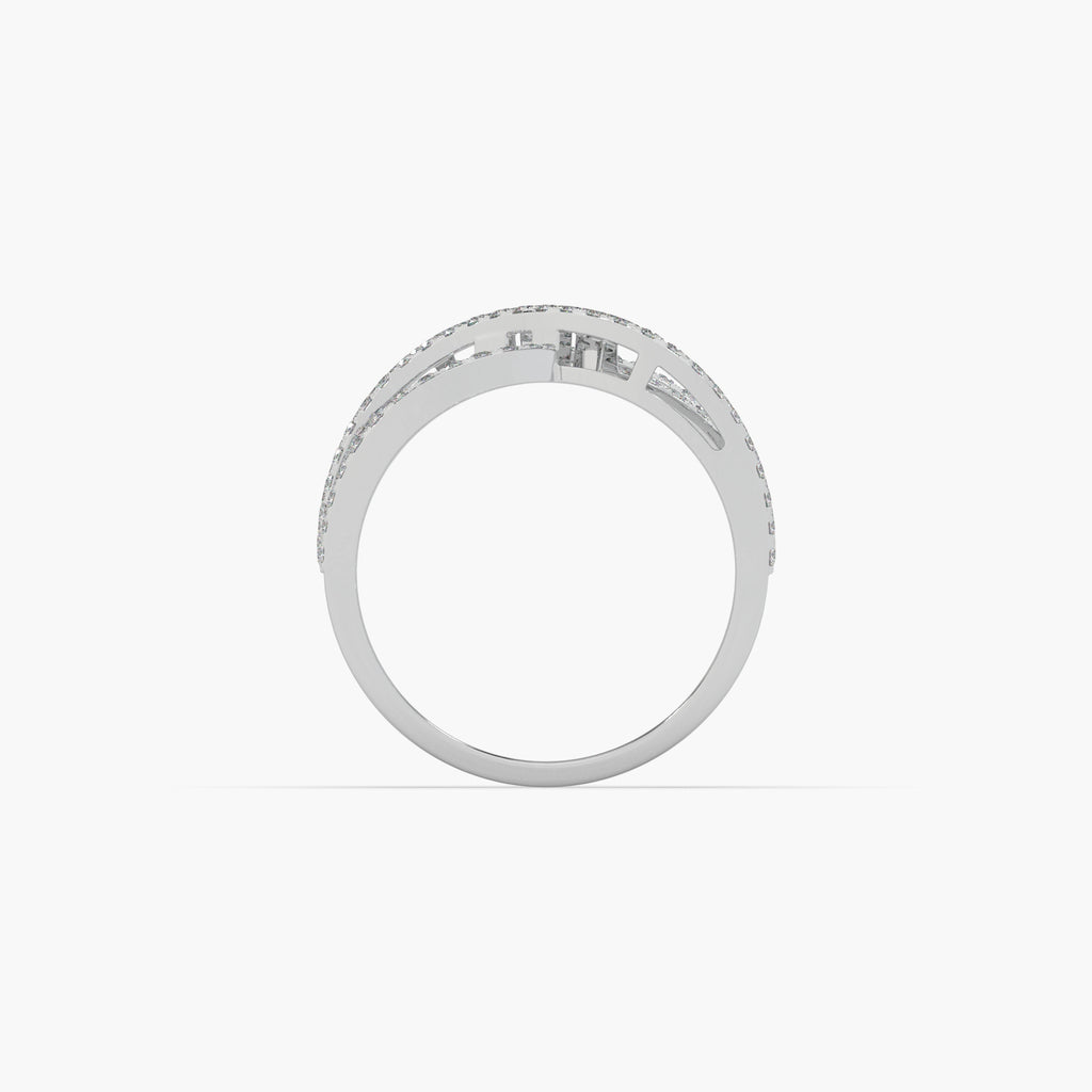 Guru Jewel's Round Diamond Studded Alluring Silver Ring For Her