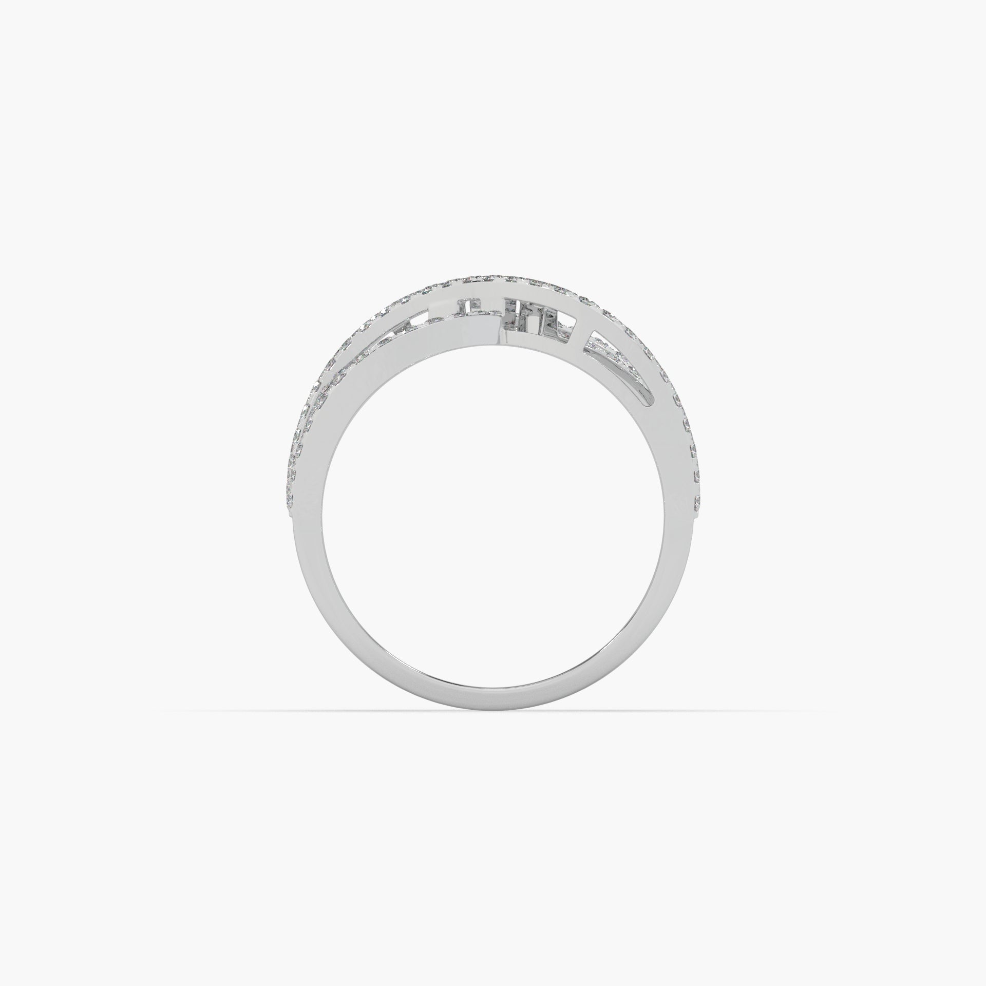 Guru Jewel's Round Diamond Studded Alluring Silver Ring For Her