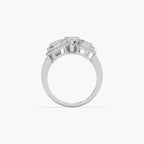 Guru Jewel's Round And Bugget Diamond Studded Captivating Silver Ring For Her