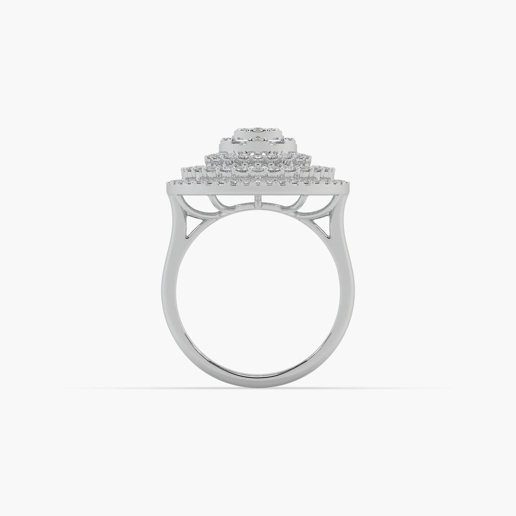 Guru Jewel's Round And Bugget Diamond Studded Fascinating Silver Ring For Her