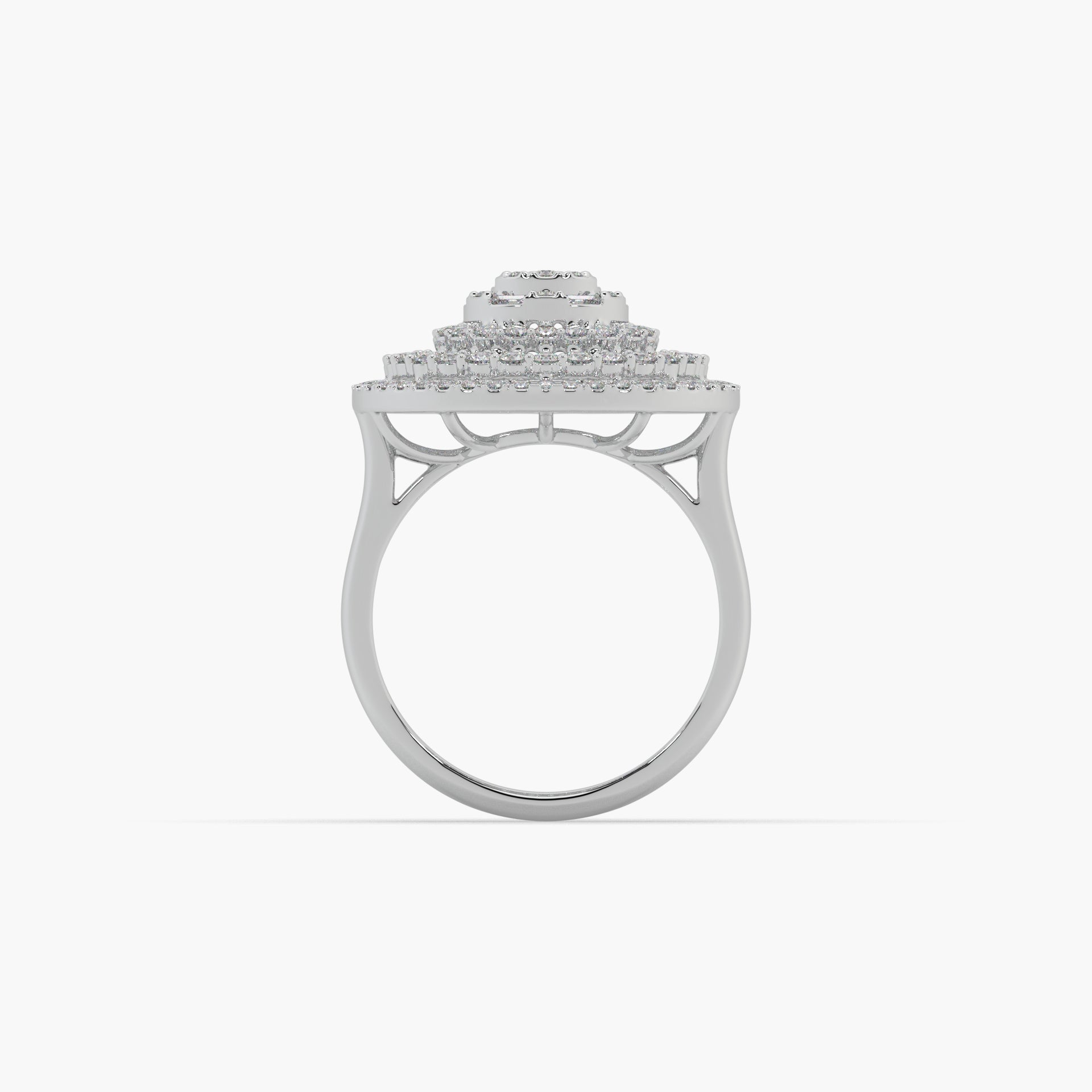 Guru Jewel's Round And Bugget Diamond Studded Fascinating Silver Ring For Her