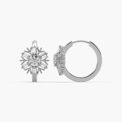 Guru Jewel's Round And Buagget Diamond Studded Bali Silver Earrings For Her