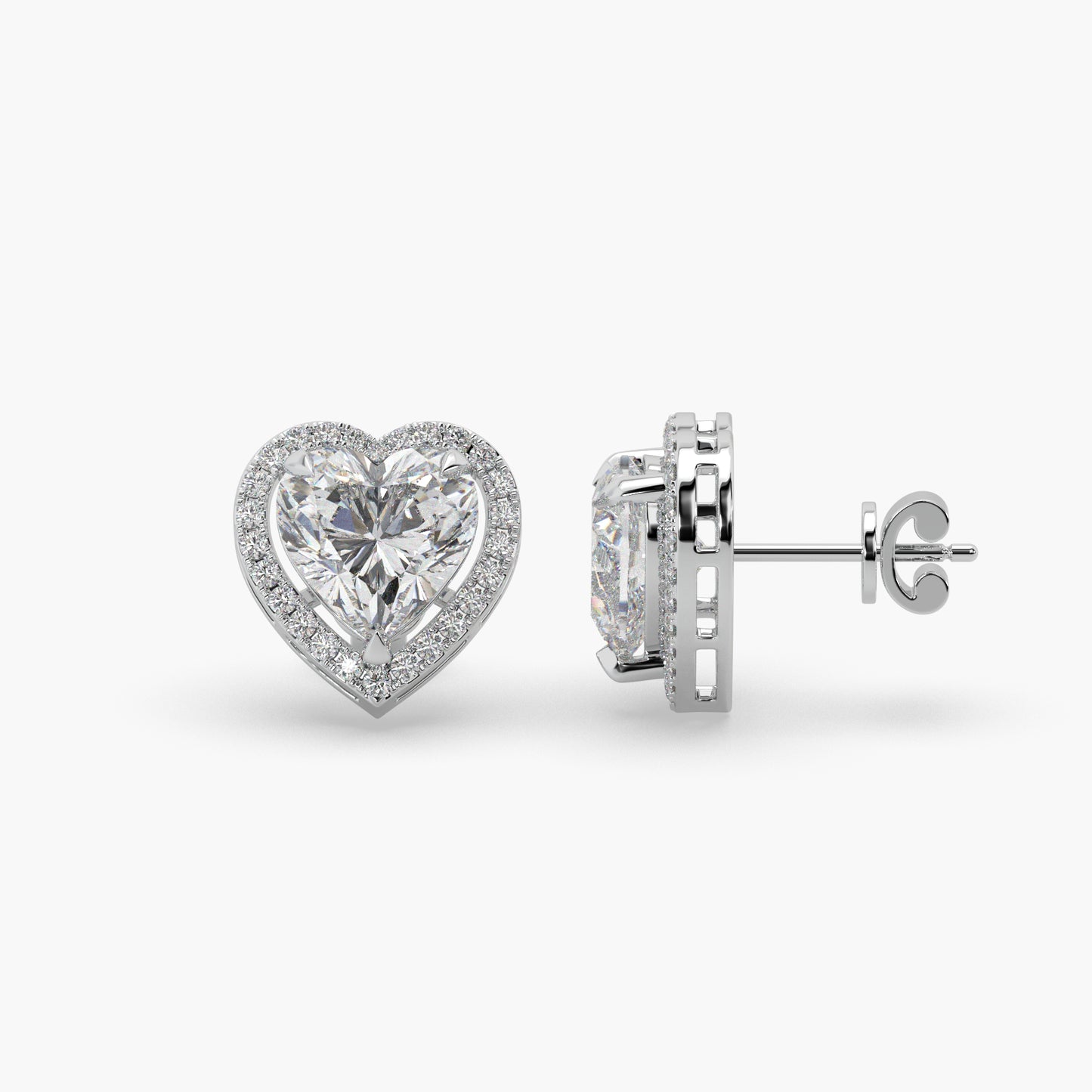 Guru Jewel's Fancy heart Shaped Diamond Studded In Silver Solitaire Earrings For Her