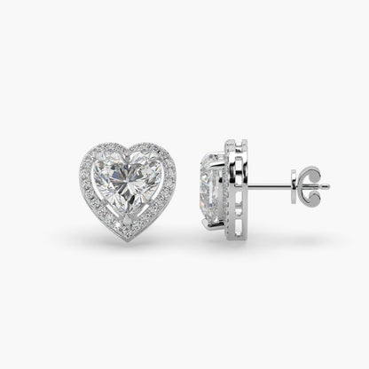 Guru Jewel's Fancy heart Shaped Diamond Studded In Silver Solitaire Earrings For Her