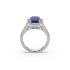 Woman's 925 Silver And Diamond And Blue Stone Studded Ladies Ring For Her