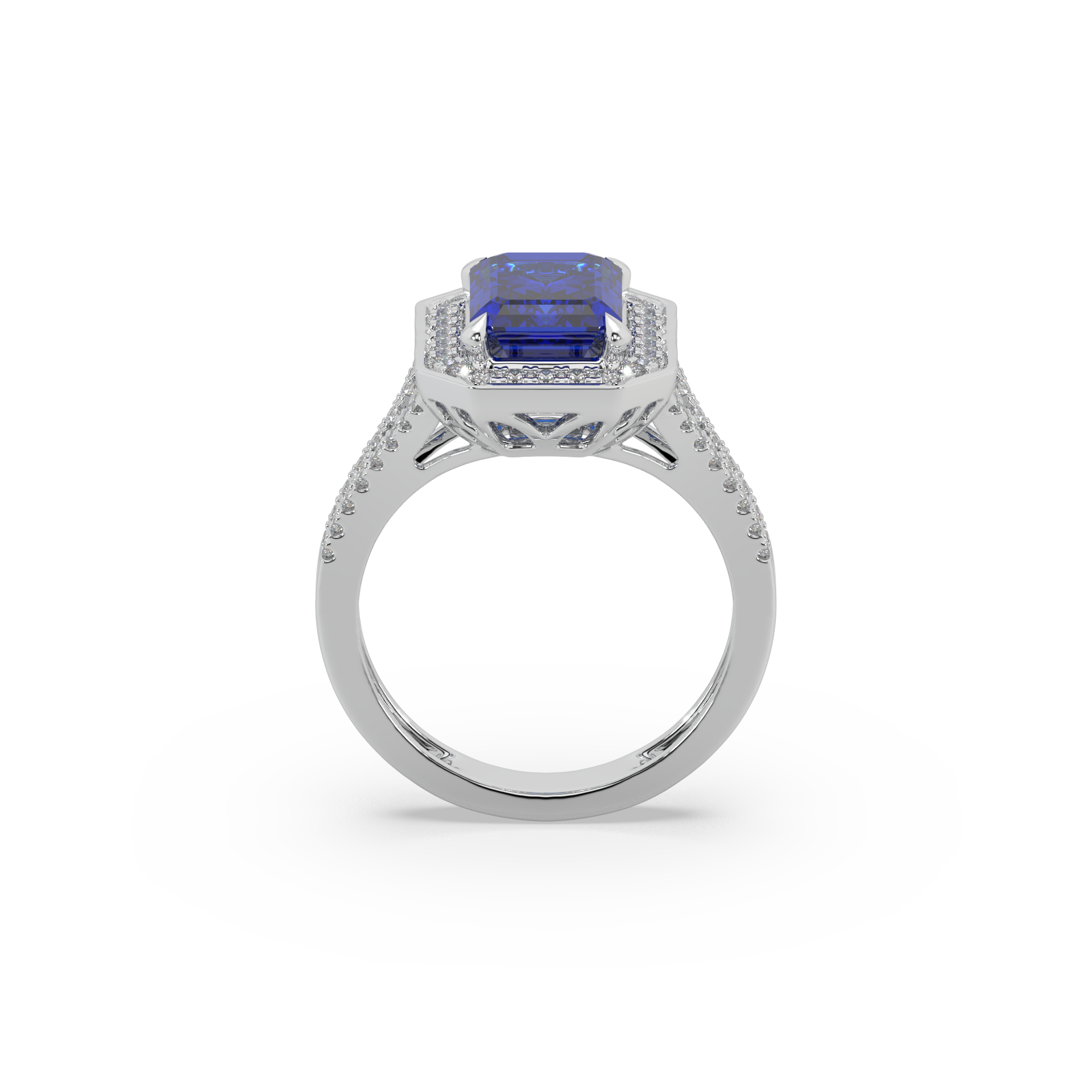 Woman's 925 Silver And Diamond And Blue Stone Studded Ladies Ring For Her